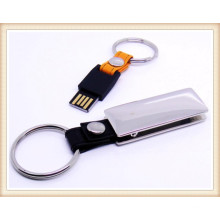 2015 New Silver Leather Keychain USB Flash Pendrive (EL011)